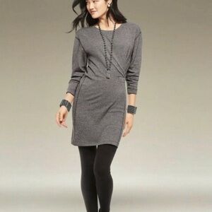 CABI Women's Knee Length Side Runched Put On Dress in Obsidian Gray Medium